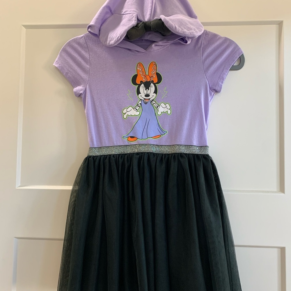 Disney Girls Minnie Mouse Halloween Hooded Tulle Dress Small (6x)
